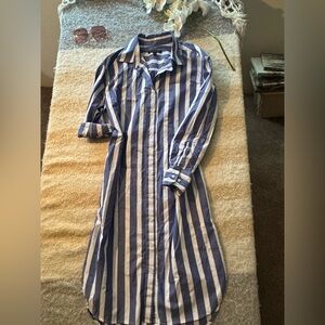 Banana Republic Navy and White Striped Blouse